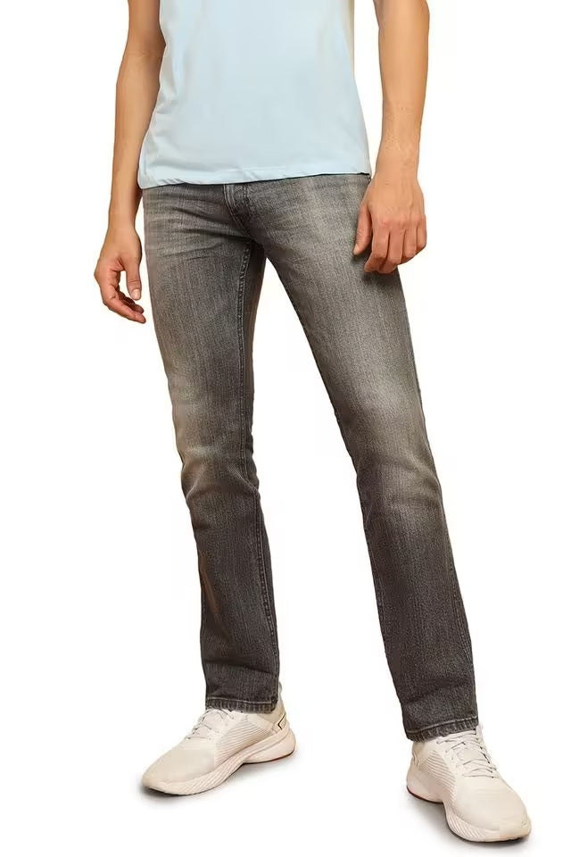 Light Wash Blended Fabric Straight Fit Men's Jeans
