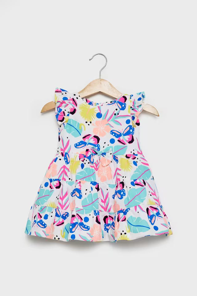 Printed Poplin Regular Fit Infant Girls Dress
