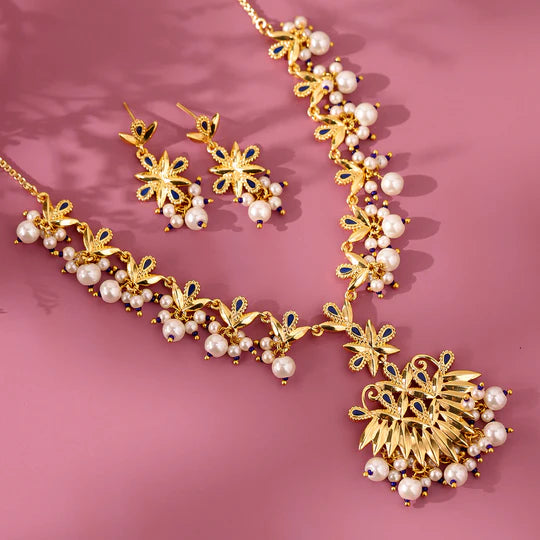 Gota Patti Shahi Guldaasta Necklace Set