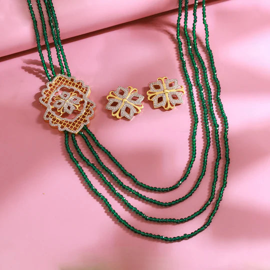 Shahi Dwar Jhalar Raani Haar Beaded Necklace Set